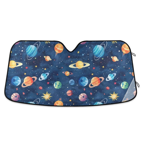 Planets Star Sun Car Windshield Sun Shade Foldable Car Front Window Visor Heat and UV Protection 53x23.5