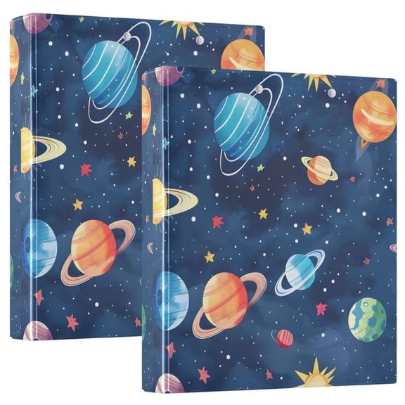 Planets Star Sun Hardcover 3 Ring Binder 1.5” Round Rings Binder Organizer Letter Size Paper Pockets School Office Supplies