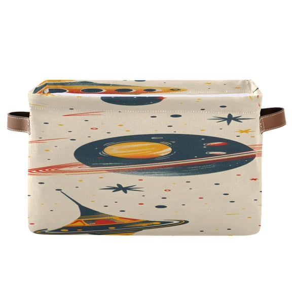 Planets Stars Ufos Square Storage Bins with Handles Collapsible Containing Box 1 Pack