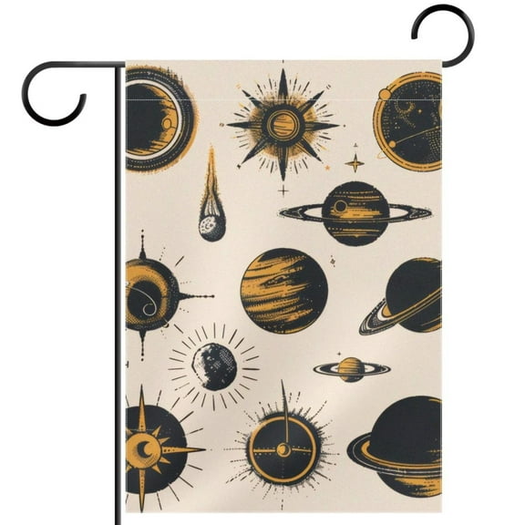 Planets Symbols Double Sided Garden Flag Decorative Weather Resistant Yard Flag, Large DIY Vertical Flag for Farmhouse Patio Lawn, 28x40 Inch