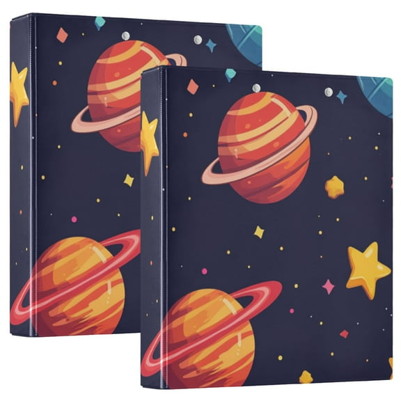 Planets and Stars 3 Ring Binders 1.5 inch Hardcover File Folders with Interior Pockets A4 Size Organizer for School Office Hospital