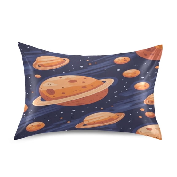 Planets and Stars Queen Size Satin Pillowcase 20''x30'' Double-Sided Print Soft Wrinkle Resistant