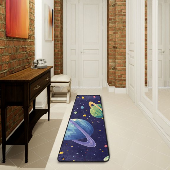 Planets in Space Runner Rug Non Slip 7224 in Ares Rugs for Bedroom Bathroom Living Room