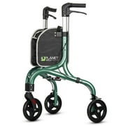 Planetwalk Premium 3 Wheel Walkers for Seniors - 8'' Wheel Ultra Lightweight Aluminum Folding Walker, Green