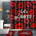thumbnail image 1 of Planially 4 Pcs Shower Curtain Set with Rugs Toilet Lid Cover Mat Red Lips Bathroom Sets, 1 of 6