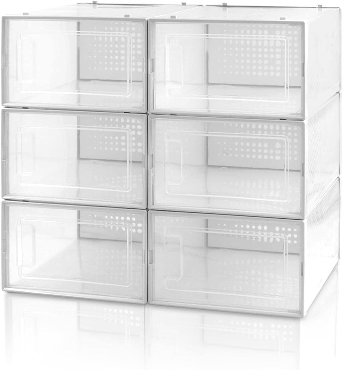 Planisity Clear Storage Bins for Shoes, 6 Pack Stackable Plastic Boxes ...