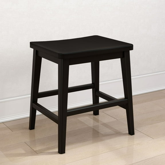 Plank+Beam 18" Solid Wood Smythe Dining Table Height Stool, Black