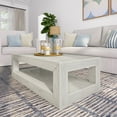 Plank+Beam 40" Modern Rectangular Coffee Table with Shelf, Solid Wood