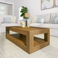 Plank+Beam 40" Modern Rectangular Coffee Table with Shelf, Solid Wood