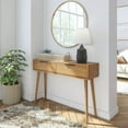 thumbnail image 1 of Plank+Beam 46" Mid Century Modern Console Table with Storage Shelves, Entryway Table with Storage, Foyer Tables for Entryway, Console Table, Pecan, 1 of 8