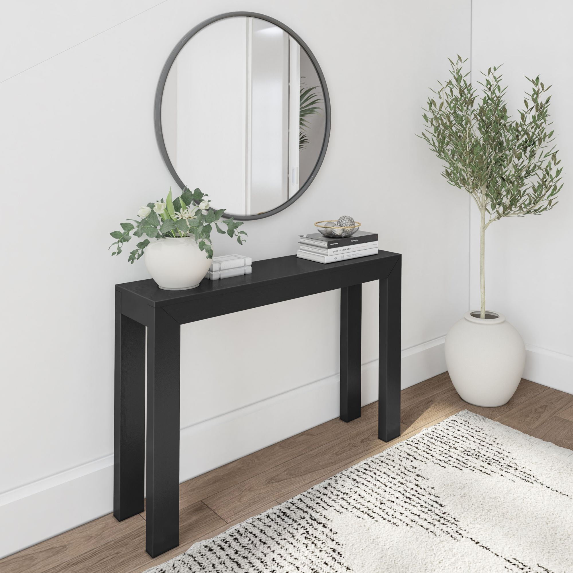 Plank+Beam Solid Wood Black Console Table for Entrance