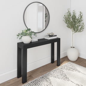 Plank+Beam 46" Modern Solid Wood Console Table, Narrow Entryway Table, Behind The Couch, Black