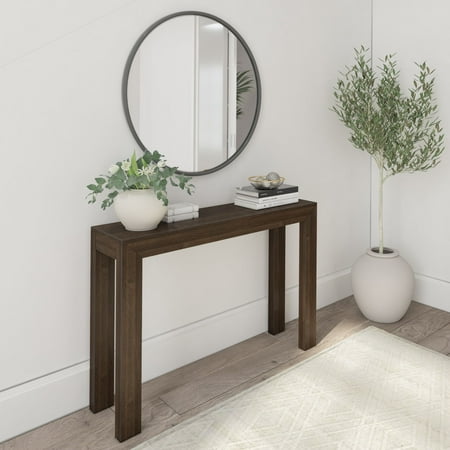 Plank+Beam 46" Modern Solid Wood Console Table, Narrow Entryway Table, Behind The Couch, Walnut