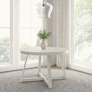 Plank+Beam 47 Round Hardware Included Dining Table, White Sand Wirebrush