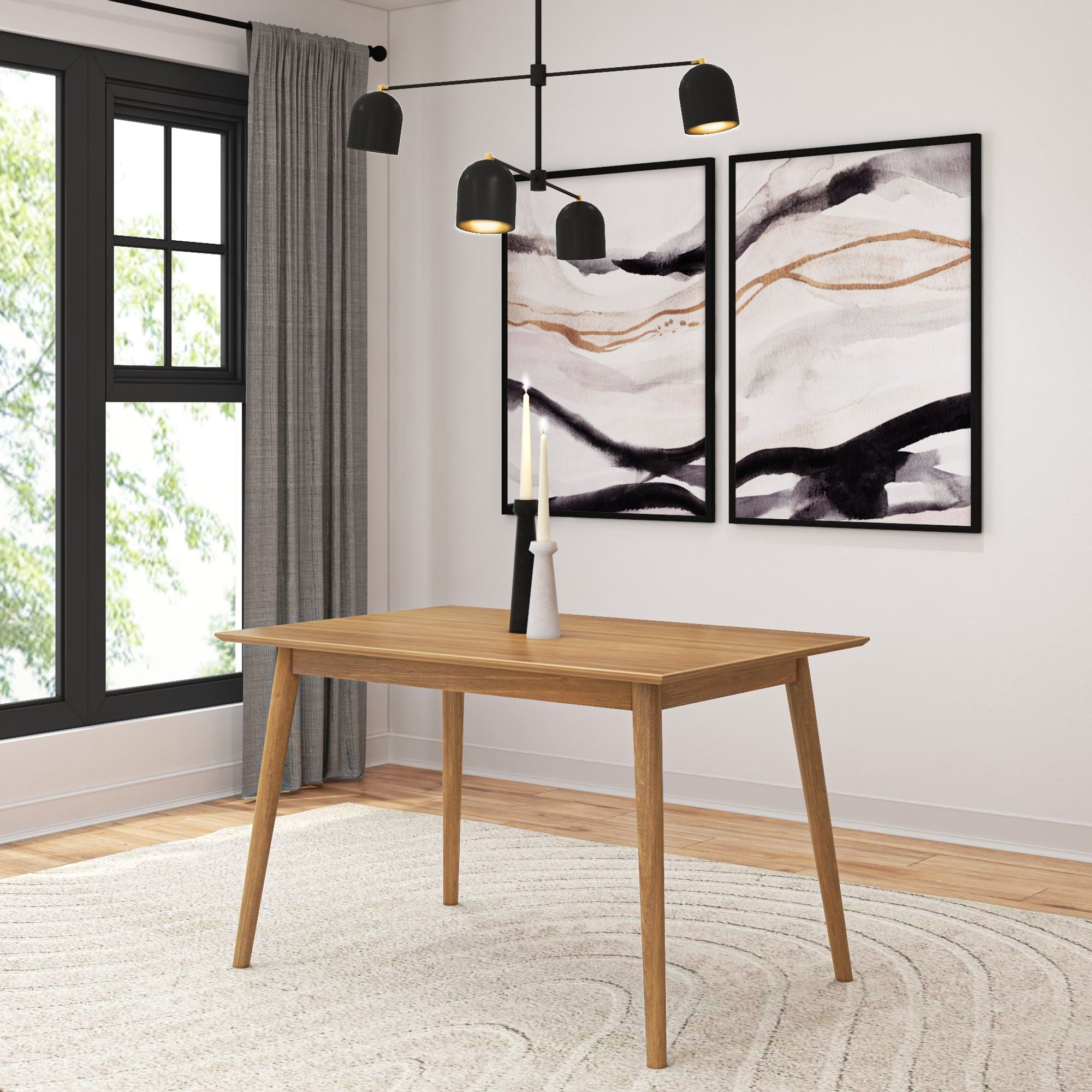 48" Pecan Solid Pine Mid-Century Modern Dining Table
