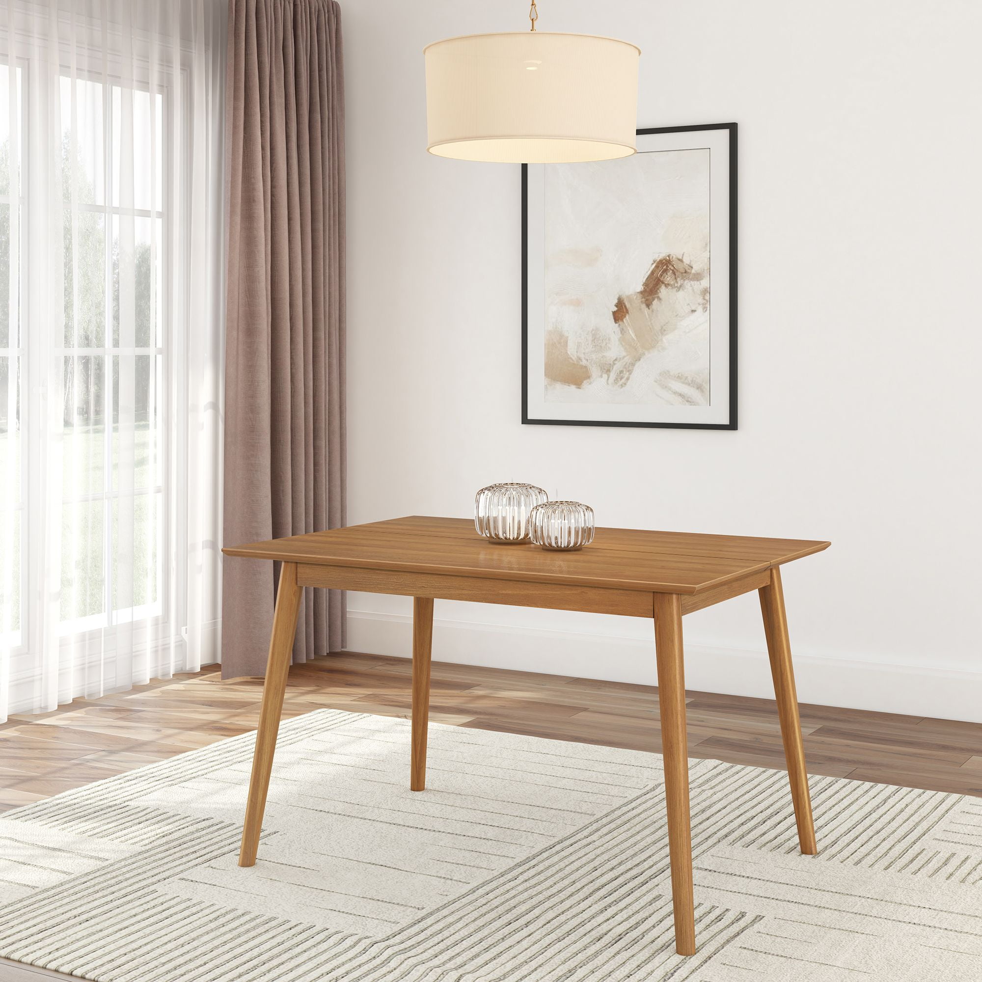 48" Pecan Solid Pine Mid-Century Modern Dining Table