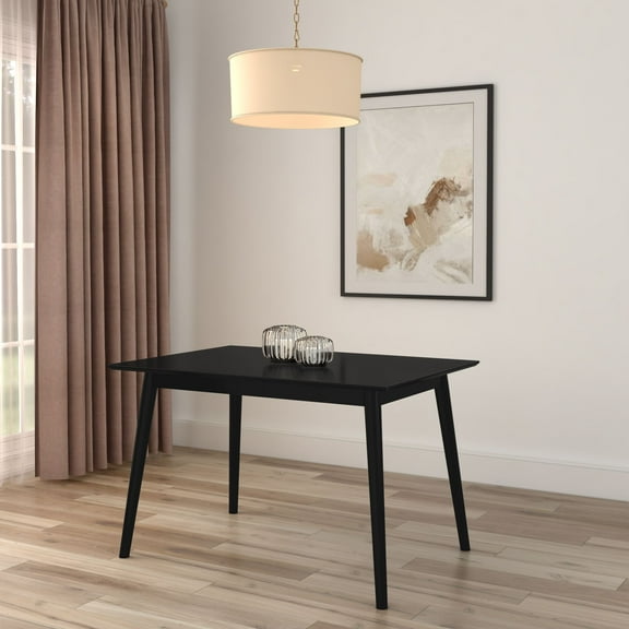 Plank+Beam 48" Mid Century Modern Dining Table, Solid Wood Kitchen & Dining Room Table for 4, Black