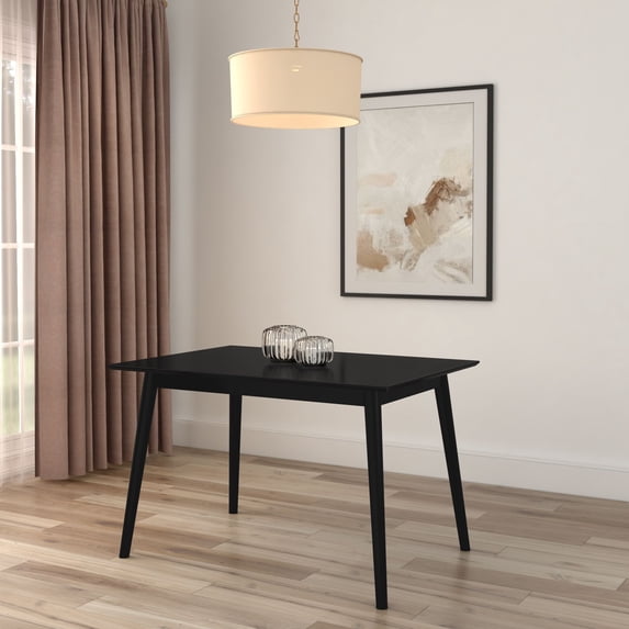 Plank+Beam 48" Mid Century Modern Dining Table, Solid Wood Kitchen & Dining Room Table for 4, Black