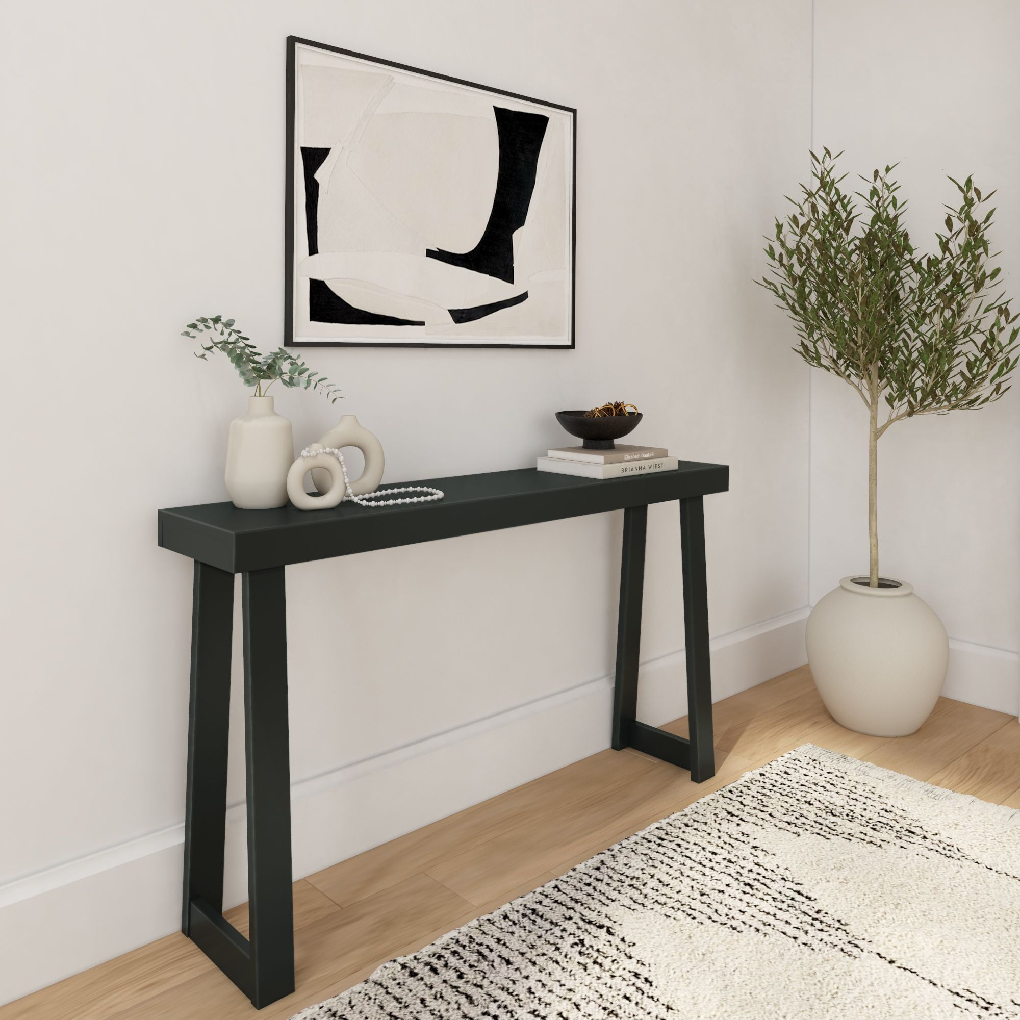Plank+Beam 56" Black Solid Wood Console Table