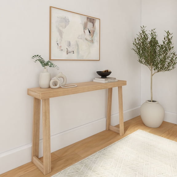 Plank+Beam Solid Wood 56" Console Table, Classic Entryway Table, Narrow Foyer Table