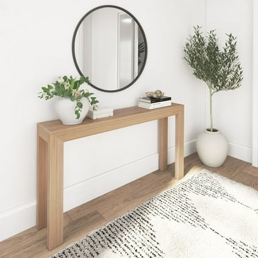 Plank+Beam 56" Modern Console Table, Solid Wood Narrow Entryway Table, Blonde