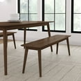 thumbnail image 1 of Plank+Beam 59" Mid Century Modern Solid Wood Dining Bench, Entryway Bench, Dining Room Bench, Walnut, 1 of 6