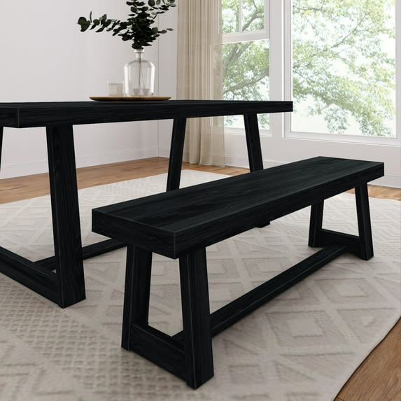 Plank+Beam 60" Classic Solid Wood Dining Bench, Bench for Dining Table