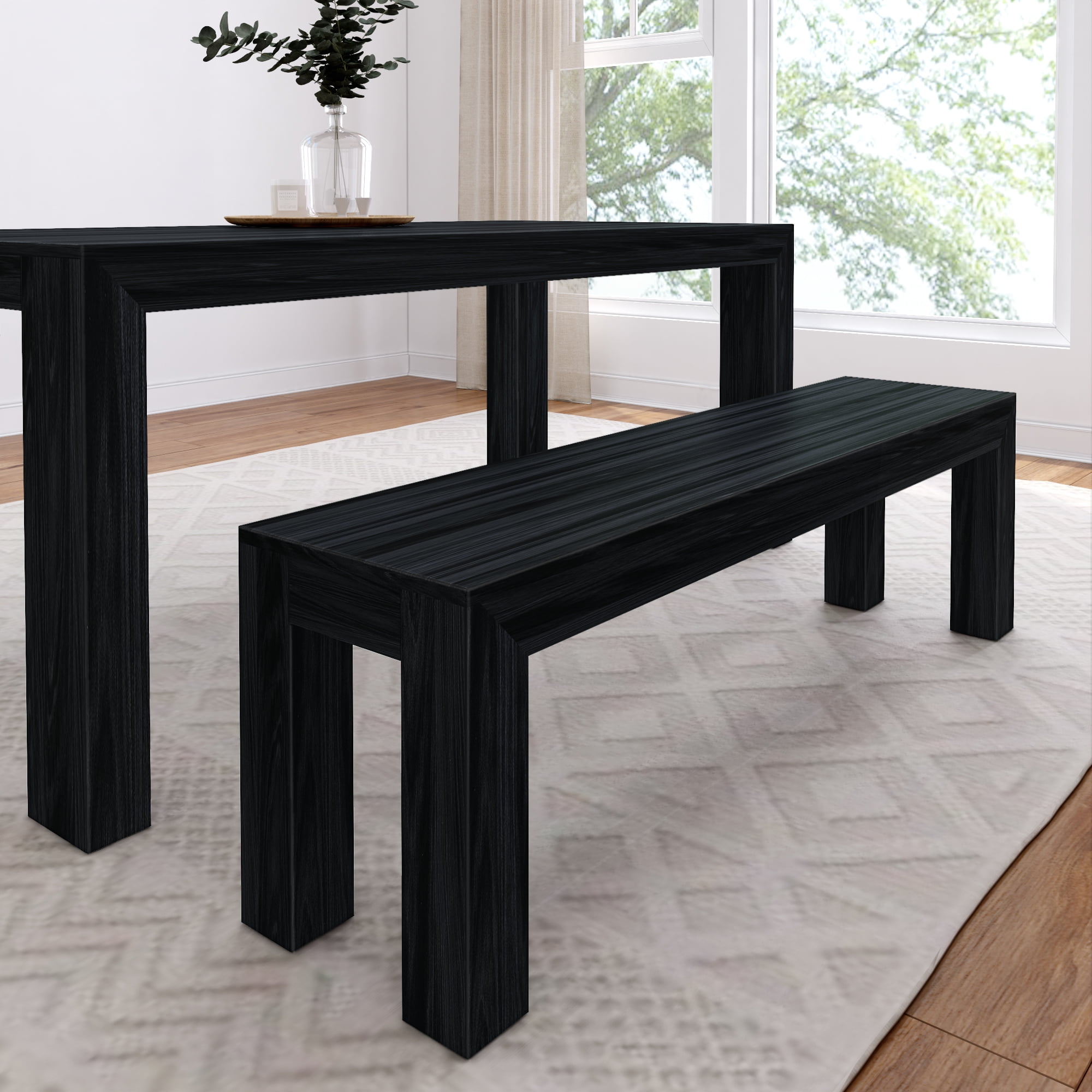 Plank Beam Modern Wood Dining Bench Solid Wood Bench for Dining Table 60