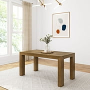 Plank+Beam 60" Modern Dining Table for 4, Solid Wood Rectangular Kitchen Table, Pecan Wirebrush