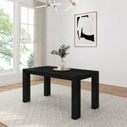 Plank+Beam 60 Modern Dining Table for 4, Solid Wood Rectangular Kitchen Table, Black Wirebrush
