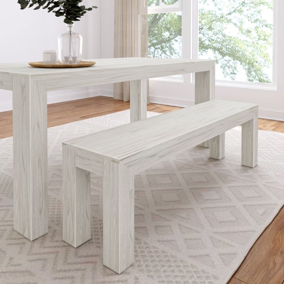 Plank+Beam 60" Modern Wood Dining Bench, Solid Wood Bench for Dining Table