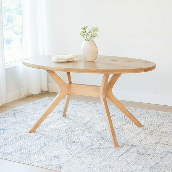 Plank+Beam 62" Verso Oval Dining Table for 4, Solid Wood Kitchen Table for Dinner Room, Blonde