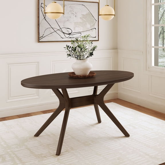 Plank+Beam 62" Verso Oval Dining Table for 4, Solid Wood Kitchen Table for Dinner Room, Walnut