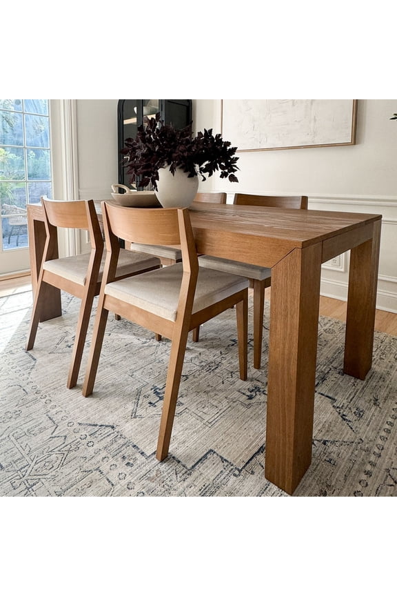 72" Modern Dining Table for 6, Solid Wood Rectangular Dining Table for Kitchen/Dining Room, Pecan Wirebrush