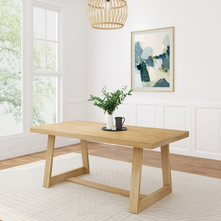 Plank+Beam Farmhouse 72" Dining Table, Solid Wood Rectangular Kitchen Table for 6 People