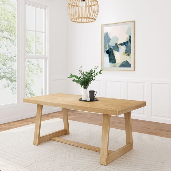 Plank+Beam Farmhouse 72" Dining Table, Solid Wood Rectangular Kitchen Table for 6 People