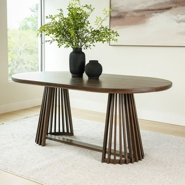 Plank+Beam 72" Lido Rectangular Dining Table, Solid Wood Minimalist Kitchen Table for 6, Walnut