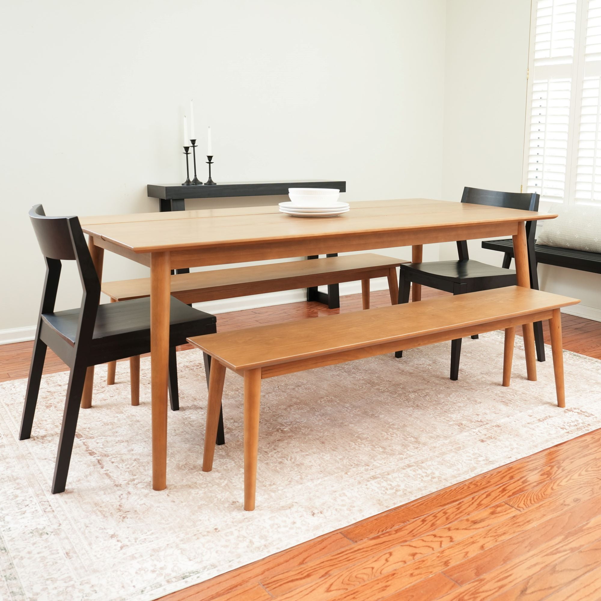 72'' Solid Wood Mid Century Modern Dining Table for 6