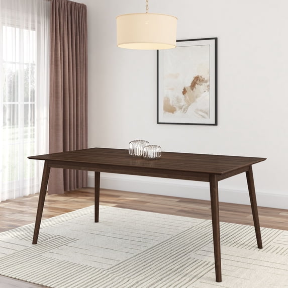 Plank+Beam 72" Mid Century Modern Dining Table, Solid Wood Kitchen & Dining Room Table for 6, Walnut