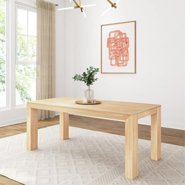 Plank Beam 72" Modern Dining Table for 6, Solid Wood Rectangular Dining Table for Kitchen/Dining Room, Blonde Wirebrush
