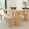 thumbnail image 1 of Plank+Beam 72" Modern Rounded Solid Wood Dining Table Set with 2 Benches, Blonde, 1 of 9