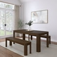thumbnail image 1 of Plank+Beam 72" Modern Rounded Solid Wood Dining Table Set with 2 Benches, Walnut, 1 of 8