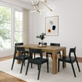 thumbnail image 1 of Plank+Beam 72" Modern Solid Wood Dining Table Set, Pecan Wirebrush, + 6 Chairs Black, 1 of 8