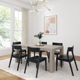 thumbnail image 1 of Plank+Beam 72" Modern Solid Wood Dining Table Set, Seashell Wirebrush, + 6 Chairs Black, 1 of 8