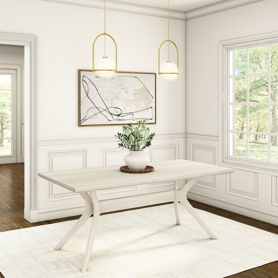 Plank+Beam 72" Verso Rectangular Dining Table for 6, Solid Wood Cross Leg Kitchen Table, White Sand