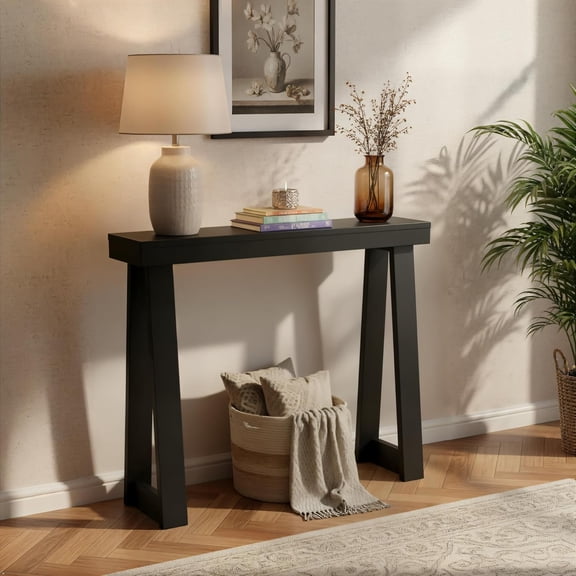Plank+Beam Classic Console Table, 36 Inch, Black | Non-Toxic Finishes, Versatile Design, Elegant Details, Easy Assembly, Quick Setup, Solid Wood