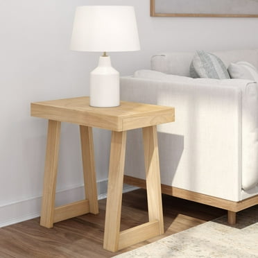 Plank Beam Solid Wood Classic Rectangular Side Table, 25" Sofa Table for Living Room, End Table
