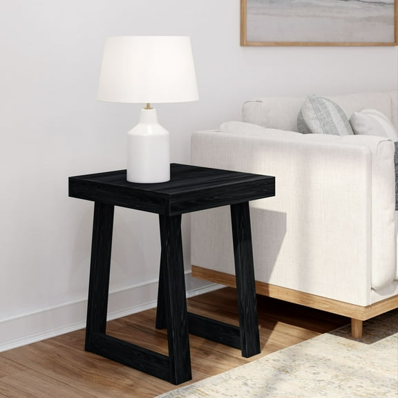 Plank Beam Solid Wood Classic Square Side Table, 20" Sofa Table for Living Room, End Table