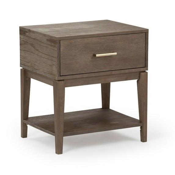 Plank+Beam Solid Wood Nightstand with 1 Drawer, Contemporary Side Table for Bedroom, Clay