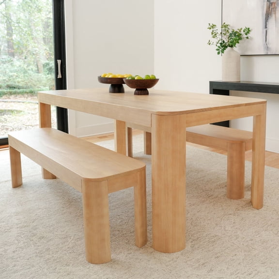 Plank+Beam Contour 72" Dining Table, Solid Wood Table for 6,Rectangular Table, Blonde